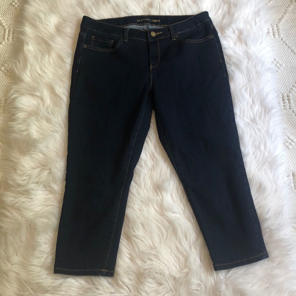 Michael Kors High Rise Dark Wash Cropped Jeans